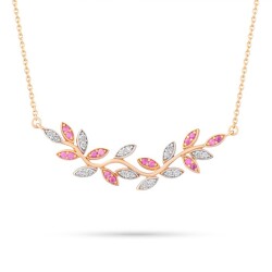 0,39 Karat Pırlantalı Yakut Kolye - 2