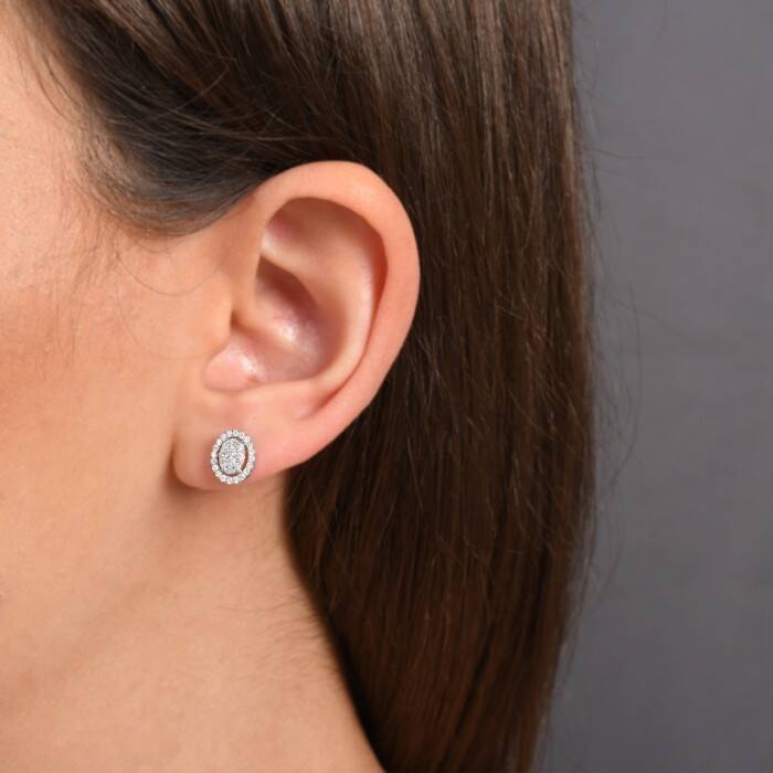 0,40 Karat Pırlanta Oval Küpe - 1