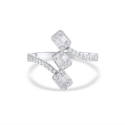 0,41 Karat Pırlanta Baget Yüzük - 