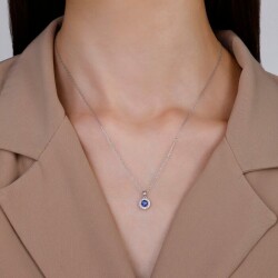 0,43 Karat Pırlanta Safir Kolye - 3