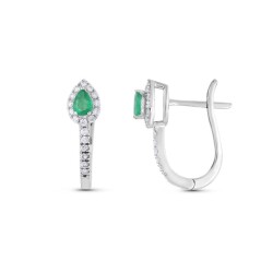 0,43 Karat Pırlanta Zümrüt Damla Küpe - 