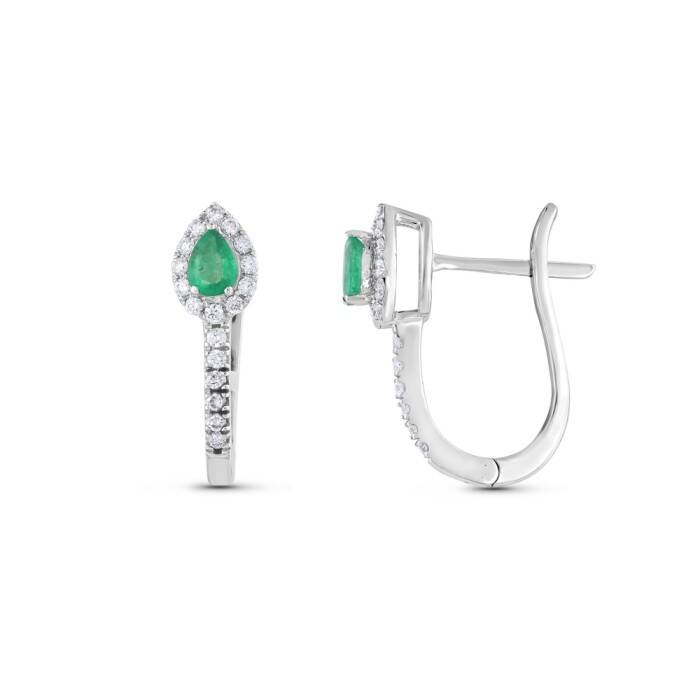 0,43 Karat Pırlanta Zümrüt Damla Küpe - 1