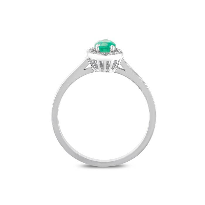 0,45 Karat Pırlanta Damla Zümrüt Yüzük - 3