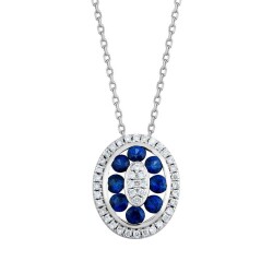 0,46 Karat Pırlantalı Safir Kolye - 1