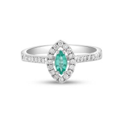 0,46 Karat Pırlanta Zümrüt Yüzük - 