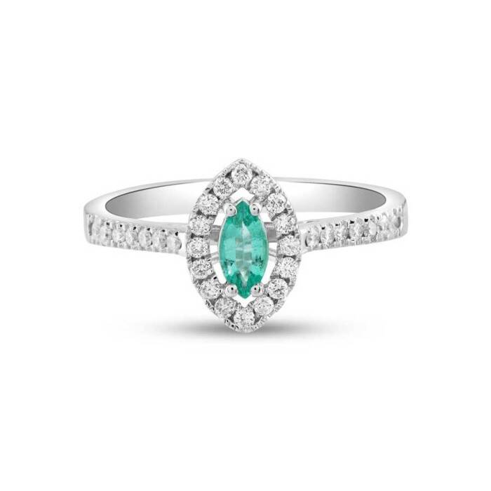 0,46 Karat Pırlanta Zümrüt Yüzük - 1