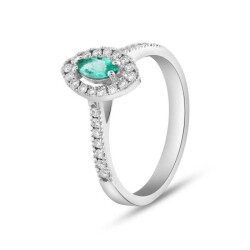 0,46 Karat Pırlanta Zümrüt Yüzük - 2