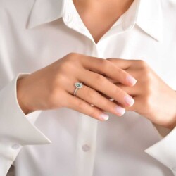 0,46 Karat Pırlanta Zümrüt Yüzük - 4