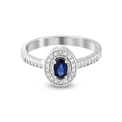 0,47 Karat Pırlantalı Safir Yüzük - 1