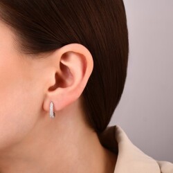 0,48 Karat Pırlanta Halka Küpe - 3