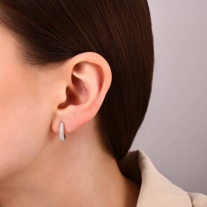 0,48 Karat Pırlanta Halka Küpe - 3