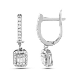 0,50 Karat Pırlanta Baget Küpe - 