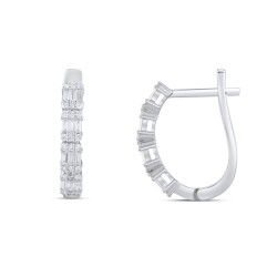 0,50 Karat Pırlanta Baget Küpe - 