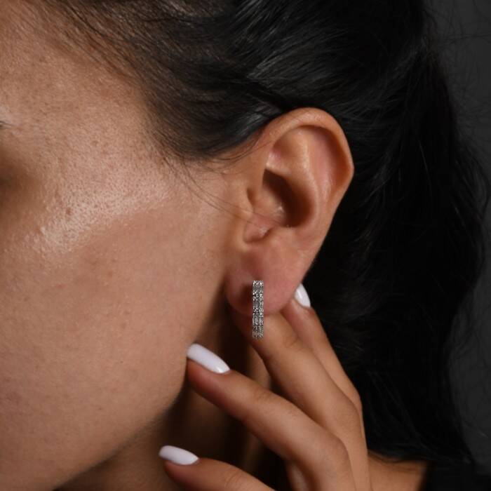 0,50 Karat Pırlanta Baget Küpe - 3