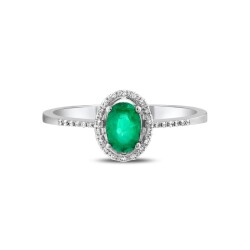 0,51 Karat Pırlanta Oval Zümrüt Yüzük - 