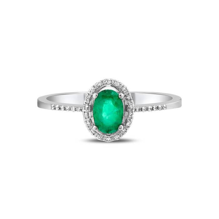 0,51 Karat Pırlanta Oval Zümrüt Yüzük - 1