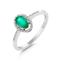 0,51 Karat Pırlanta Oval Zümrüt Yüzük - 2