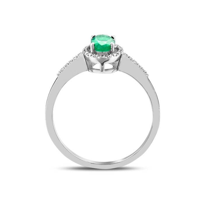 0,51 Karat Pırlanta Oval Zümrüt Yüzük - 3