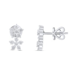 0,53 Karat Pırlanta Çiçek Küpe - 