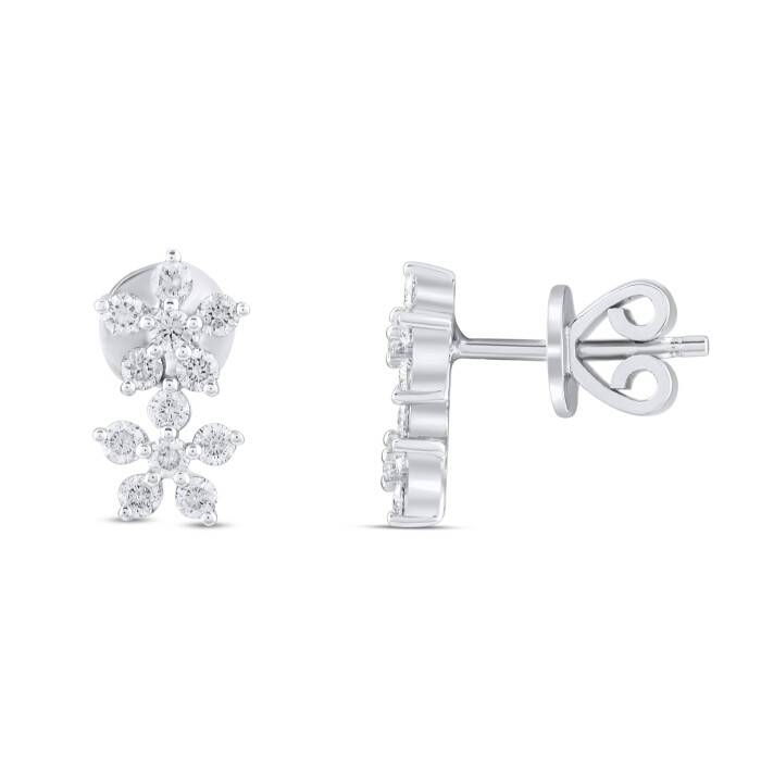 0,53 Karat Pırlanta Çiçek Küpe - 1