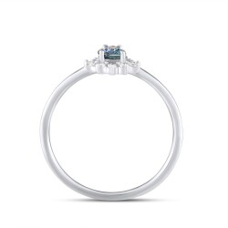 0,53 Karat Pırlanta Damla Safir Yüzük - 3