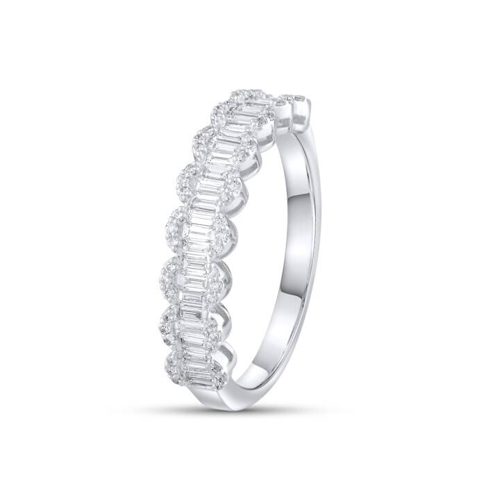 0,54 Karat Pırlanta Baget Yarımtur Yüzük - 2