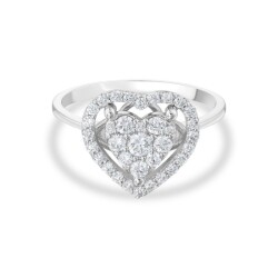 0,55 Karat Pırlanta Kalp Tasarım Yüzük - 