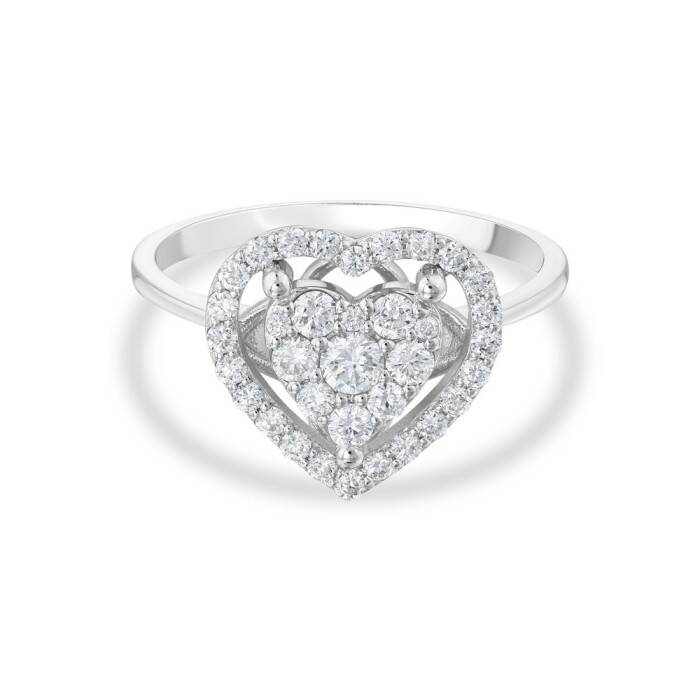 0,55 Karat Pırlanta Kalp Tasarım Yüzük - 1