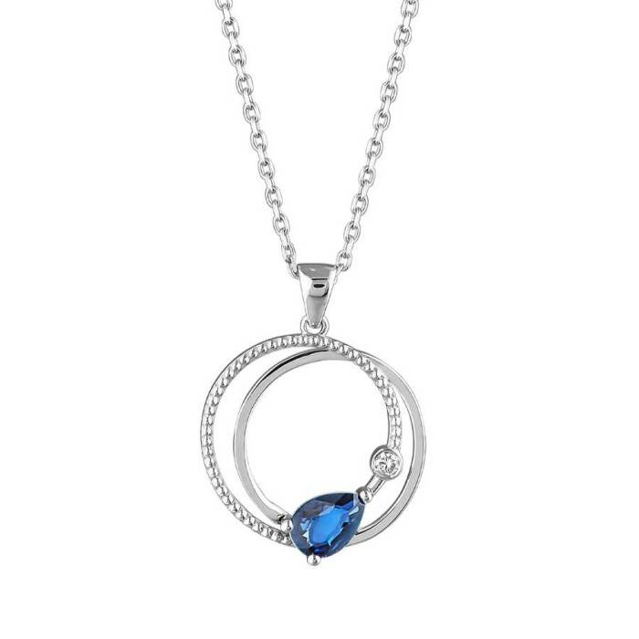 0,55 Karat Pırlantalı Safir Kolye - 2