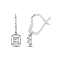 0,56 Karat Pırlanta Baget Küpe - 