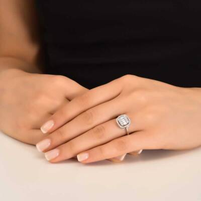 0,56 Karat Pırlanta Baget Yüzük - 5