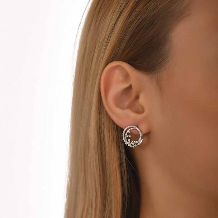 0,56 Karat Pırlanta Tasarım Küpe - 3