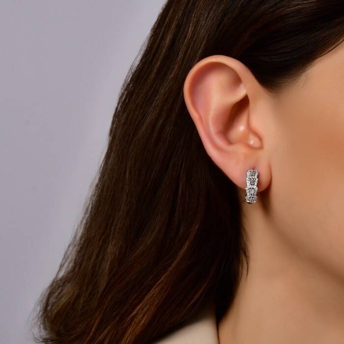 0,59 Karat Pırlanta Halka Küpe - 3