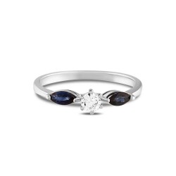 0,59 Karat Pırlantalı Safir Yüzük - 1