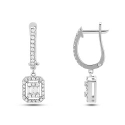 0,60 Karat Pırlanta Baget Küpe - 