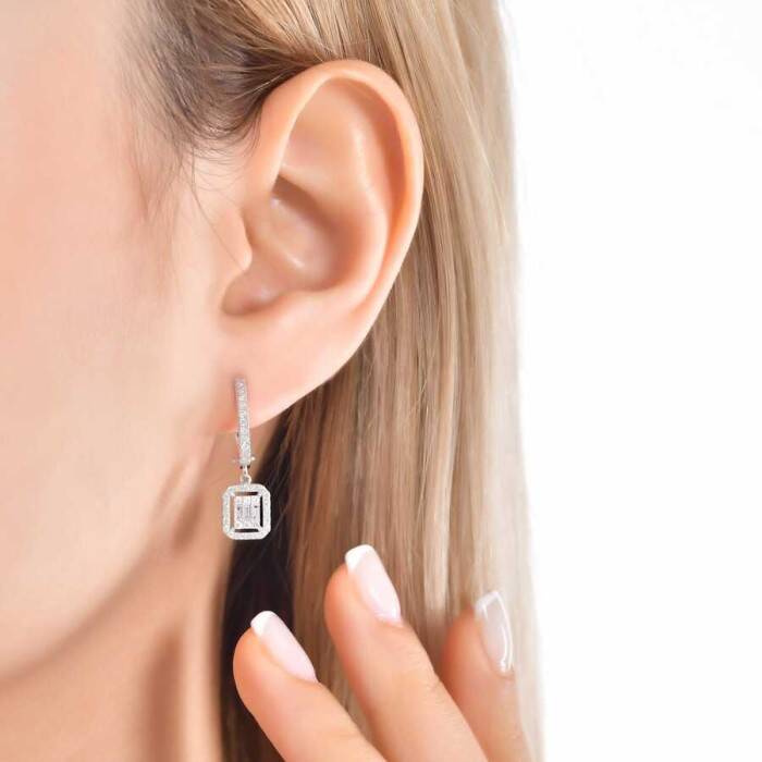 0,60 Karat Pırlanta Baget Küpe - 3