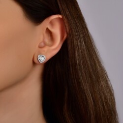 0,60 Karat Pırlanta Kalp Küpe - 3