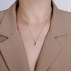 0,61 Karat Pırlanta Zümrüt Kolye - 3