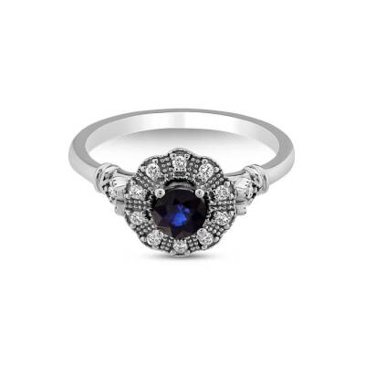 0,61 Karat Pırlantalı Safir Yüzük - 1