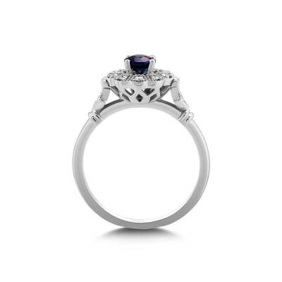 0,61 Karat Pırlantalı Safir Yüzük - 3
