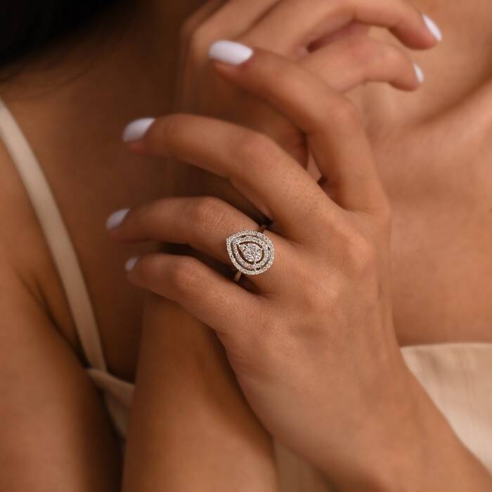 0,70 Karat Pırlanta Markiz Tasarım Yüzük - 1