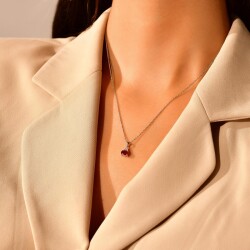 0,63 Karat Pırlantalı Yakut Kolye - 2