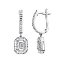 0,64 Karat Pırlanta Baget Küpe - 