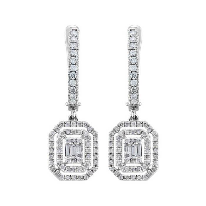 0,64 Karat Pırlanta Baget Küpe - 2