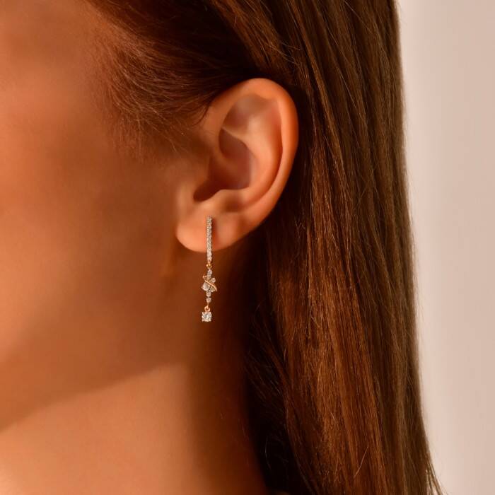 0,64 Karat Pırlanta Küpe - 3