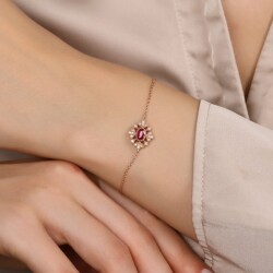 0,64 Karat Pırlanta Yakut Bileklik - 3