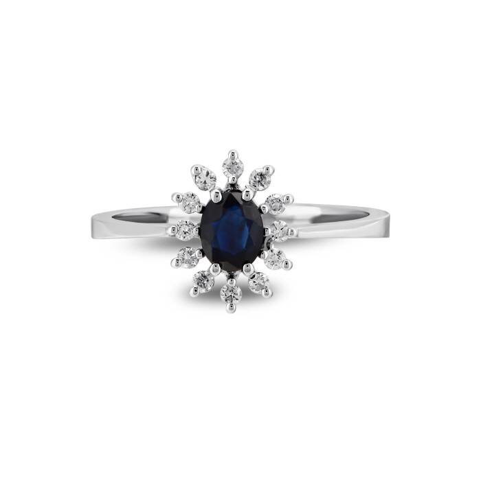 0,65 Karat Pırlanta Safir Yüzük - 1