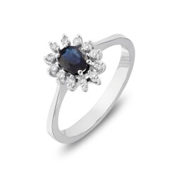 0,65 Karat Pırlanta Safir Yüzük - 2