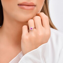 0,66 Karat Pırlanta Yakut Yüzük - 4