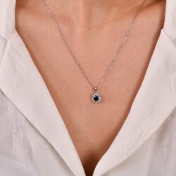 0,67 Karat Pırlanta Safir Kolye - 3